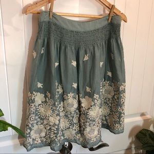 BLUE TASSEL silk/cotton embroidered skirt 10